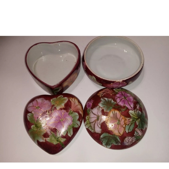 Set of 2 Cloisonne Trinket Jars- Beautiful Design - Picture 4 of 6